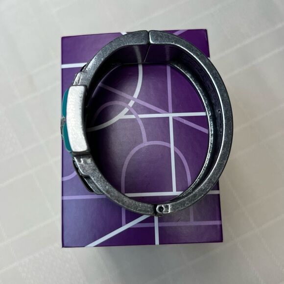 Lia Sophia Art Deco Nouvelle Bangle Hinged Bracelet matte silver NEW - Picture 4 of 10